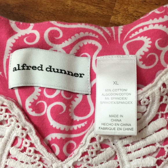 3/$35 Alfred Dunner Pink Swirl Crochet 3/4 Sleeve Top XL - Picture 10 of 11